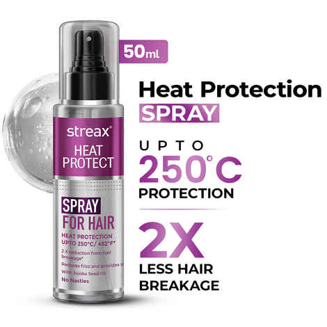 Buy Streax Heat Protect Spray for Hair - Hair Styling Spray for Women & Men I Protection upto 250°C & 2X Less Hair Breakage (50 ml) - Purplle