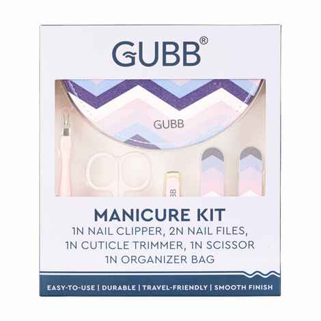 Buy GUBB Manicure Set-2Pcs Nail File +1Pc Cuticle Trimmer+1Pc Nail Clip+1Pc Scissor+1Pc Organizer Bag (Combo of 6) - Purplle
