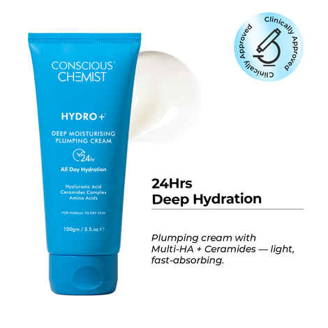 Buy Conscious Chemist Hyaluronic Acid Moisturizer | 100g | Moisturizer for Dry Skin Face, Ceramide, Face Cream for Men & Women, Treat Dull, Dehydrated Skin, For Normal to Dry Skin - Hydro+ - Purplle