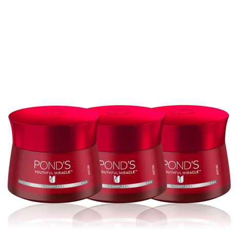 Buy Ponds Youthful Miracle Glow Night Cream | For Anti Ageing | Fades Spots | Boost Radiance | 50 gm (Pack of 3) - Purplle