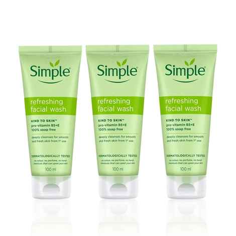 Buy Simple Kind To Skin Refreshing Face Wash (100 ml) |A For All Skin TypesA | No Soap No Added Perfume No Harsh Chemicals No Artificial Color No Alcohol and No Parabens (Pack of 3) - Purplle