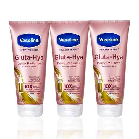 Buy Vaseline Gluta-Hya Dewy Radiance Lotion for Face & Body | Gives Brighter Skin | Glutathione & Niacinamide Infused Moisturizer 200 ml (Pack of 3) - Purplle