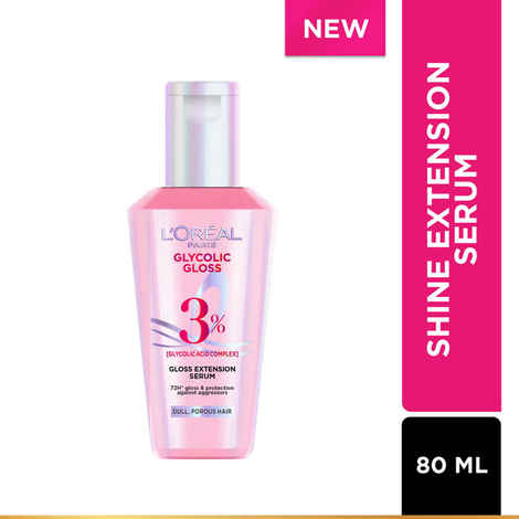 Buy L'Oreal Paris Glycolic Gloss Serum Powered By Glycolic Acid For Dull Hair Gives 72H Shine & Improves Hair Quality 80 ml, Tester - Purplle