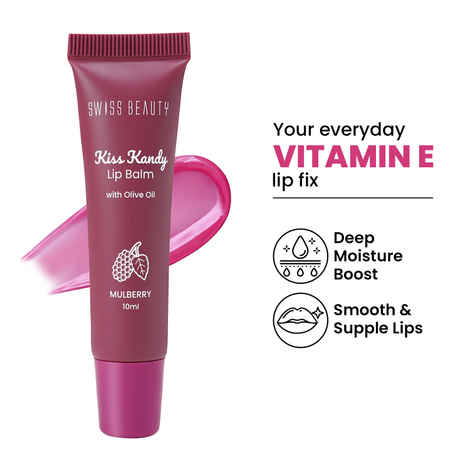 Buy Swiss Beauty Kiss Kandy Tinted Lip Balm | Moisturising Non-Sticky Formula with Olive Oil & Vitamin E | Soft, Smooth & Hydrated Lips All Day - Mulberry (10 ml) - Purplle