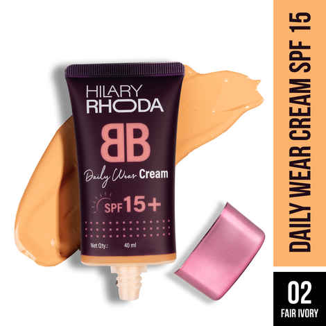 Buy Hilary Rhoda BB Daily Wear Cream with SPF 15 | Infused with Wheat Germ Oil & Jojoba Seed Oil | Weightless Formula | Hides Blemishes, Dark Spots & Pigmentation -40 ml(Fair Ivory - Shade 2) - Purplle