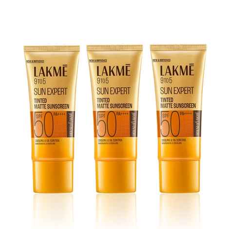 Buy Lakme Tinted Sunscreen with Niacinamide for Even Toned Skin SPF 50 PA+++ In-Vivo tested 50 ml (Pack of 3) - Purplle