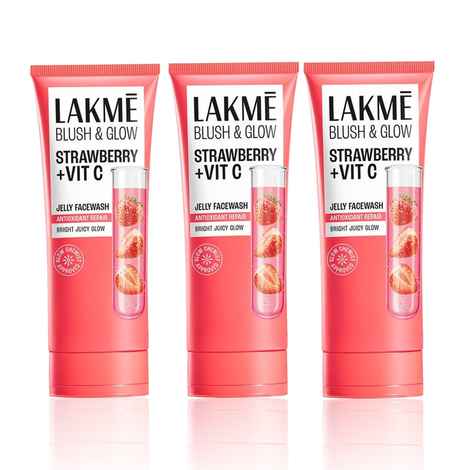 Buy Lakme Blush & Glow Hydrating Strawberry Facewash with Vitamin C Serum 100 gm (Pack of 3) - Purplle