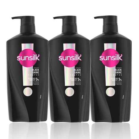 Buy Sunsilk Radiant Black Shine Shampoo 650 ml (Pack of 3) - Purplle