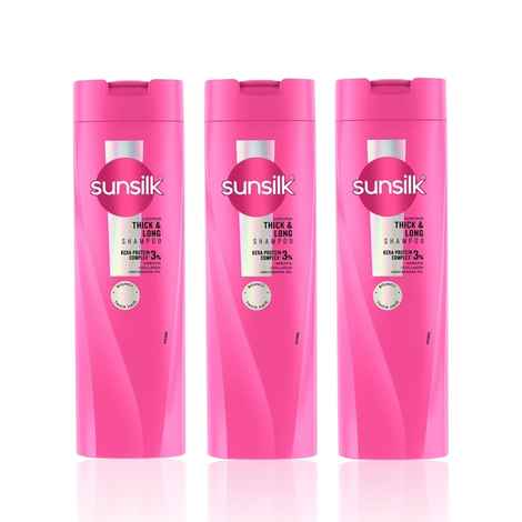 Buy Sunsilk Luscious Thick & Long Shampoo with 3% Kera-Protein Complex 350 ml for Reduced Breakage (Pack of 3) - Purplle