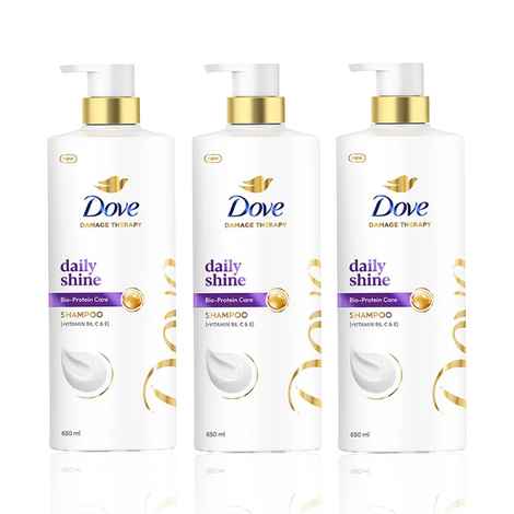 Buy Dove Daily Shine Shampoo (650 ml) (Pack of 3) - Purplle