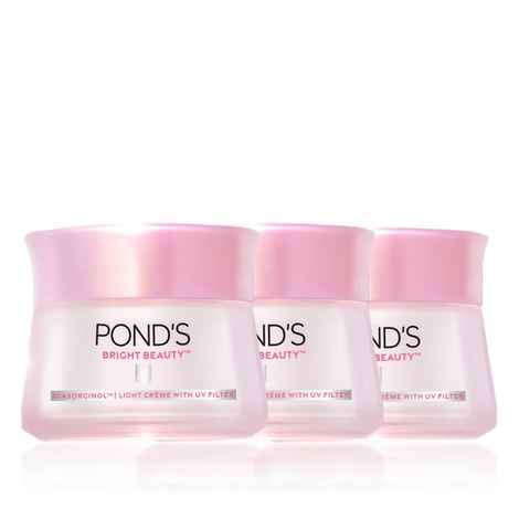 Buy Ponds Bright Beauty Light Cream with UV Filter Niasorcinol Fades Dark Spots Brightens Skin 50 gm (Pack of 3) - Purplle