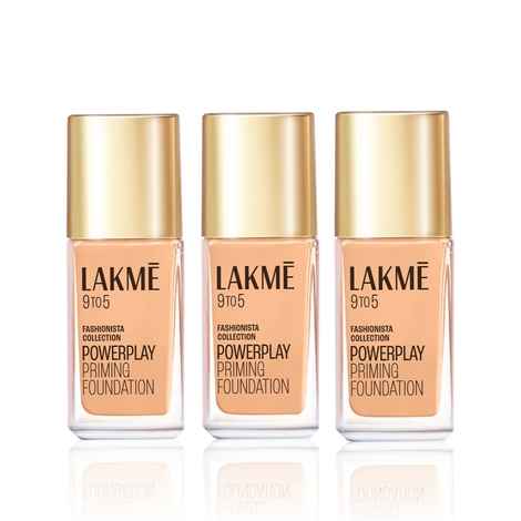 Buy Lakme 9 To 5 Fashionista Collection Powerplay Priming Foundation - Warm Creme W120 | 25 ml (Pack of 3) - Purplle