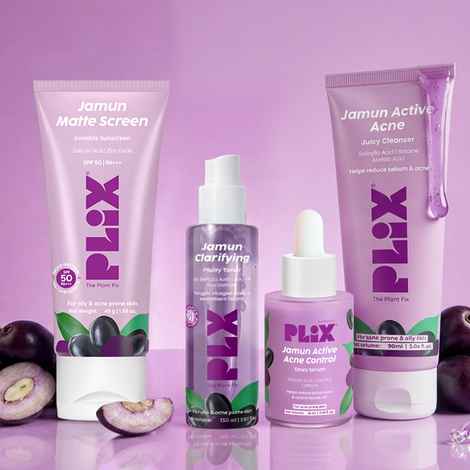 Buy Plix Jamun Active Acne Combo | Juicy Cleanser + Fruity Toner + Salicylic Acid Serum + Smoothie Moisturizer + Oil Balancing Sunscreen | Helps Reduce Active Acne, Controls Excess Oil & Soothes Skin | For Oily & Acne-Prone Skin (4 pc) - Purplle