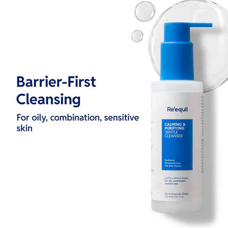 Buy Re'equil Calming & Purifying Gentle Cleanser | For oily, combination, sensitive skin | Clears oil, sweat & makeup | Creamy formula | No irritation, no dryness (150 ml) - Purplle