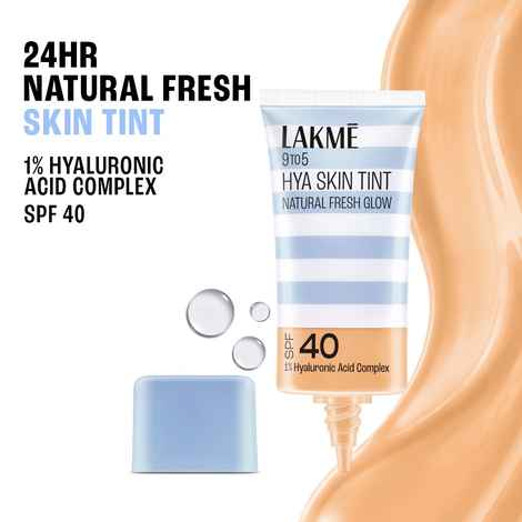 Buy Lakme 9 to 5 Hya Skin Tint, Fresh Glow Finish, up to 24 hours, SPF40 Foundation ,W-160 Warm Sand (27 ml) - Purplle