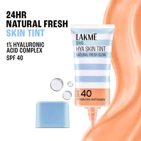 Buy Lakme 9 to 5 Hya Skin Tint, Fresh Glow Finish, up to 24 hours, SPF40 Foundation ,C-300 Cool Cinnamon (27 ml) - Purplle
