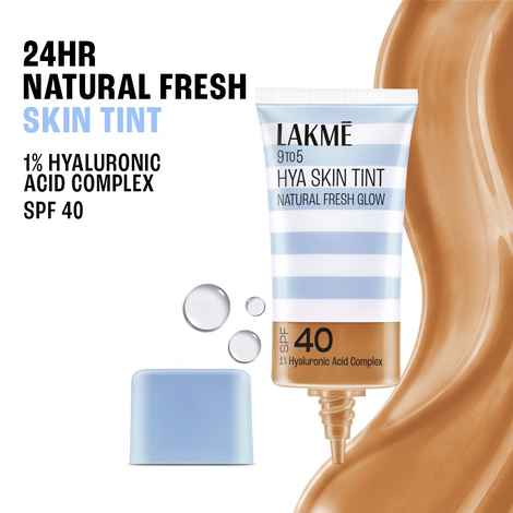 Buy Lakme 9 to 5 Hya Skin Tint, Fresh Glow Finish, up to 24 hours, SPF40 Foundation, C-380 Cool Walnut (27 ml) - Purplle