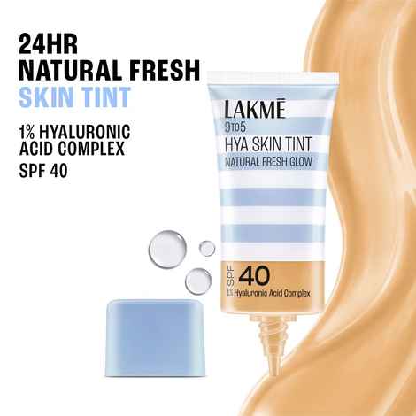 Buy Lakme 9 to 5 Hya Skin Tint, N-200 Neutral Nude, Fresh Glow Finish, up to 24 hours, SPF40 Foundation (27 ml) - Purplle