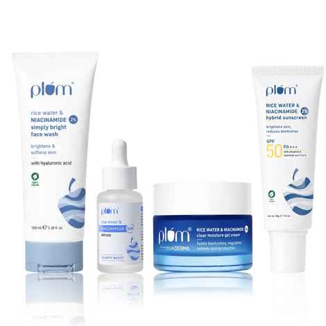 Buy Plum Niacinamide CSMS Routine (Face Wash 100 ml + Sunscreen 50 gm + Moisturizer 50 gm + Serum 15 ml) - Purplle