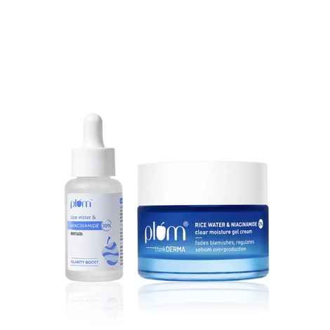 Buy Plum Niacinamide Hydration Duo | Serum + Oil-Free Gel Moisturizer | With Rice Water | Brightens Skin | Controls Oil | Lightweight Hydration | Combo of 2 - Purplle