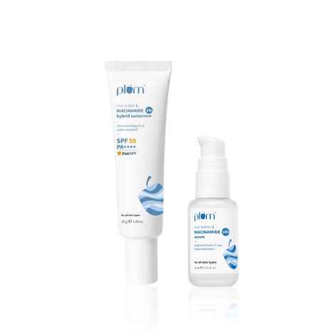 Buy Plum Niacinamide Protection Duo | 10% Niacinamide Serum + Sunscreen | Brightens Skin | Reduces Spots | UV Protection | Clear & Even Skin Tone | Combo of 2 - Purplle