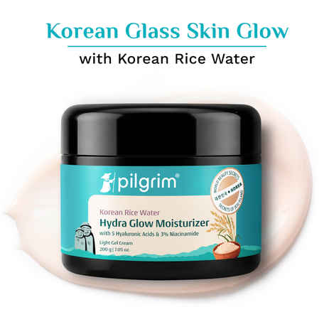 Buy Pilgrim Korean Rice Water Hydra Glow Light Gel Moisturizer for 5x Hydration & Korean Glass Skin Glow (200 gm) - Purplle