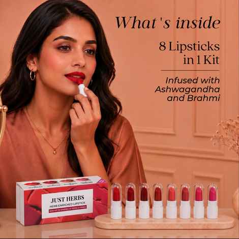 Buy Just Herbs Lipstick Kit (8 Shades of Reds & Pinks) (8 pc) - Purplle