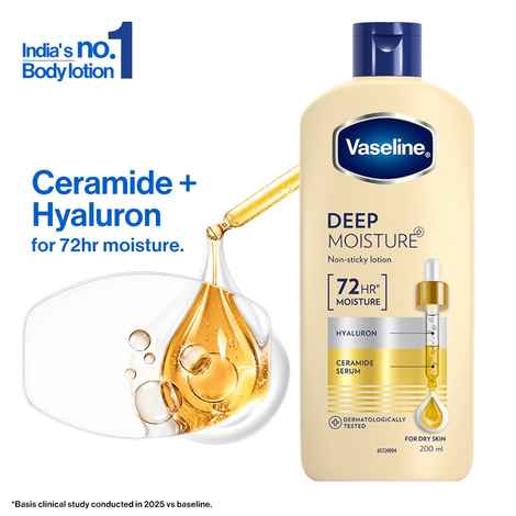 Buy Vaseline Deep Moisture Body Lotion with Ceramide Hyaluron | 10X More Moisture | For Dry Skin | 200 ml - Purplle