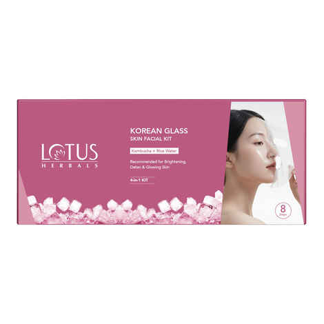 Buy Lotus Herbals Korean Glass Skin 4 -In-1 Facial Kit With Kombucha & Rice Water | 8-Step Single-Use Facial Kit For Brightening, Hydration & Tan Removal | For All Skin Types | (101 gm) - Purplle