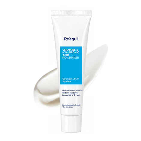 Buy Re'equil Ceramide & Hyaluronic Acid Moisturiser | Deep hydration for normal to dry, very dry skin | Strengthens skin barrier | Rich, creamy texture | (15 gm) - Purplle