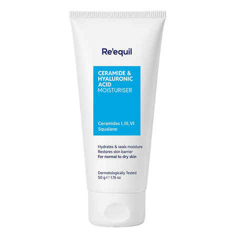 Buy Re'equil Ceramide & Hyaluronic Acid Moisturiser | Deep hydration for normal to dry, very dry skin | Strengthens skin barrier | Rich, creamy texture (50 gm) - Purplle