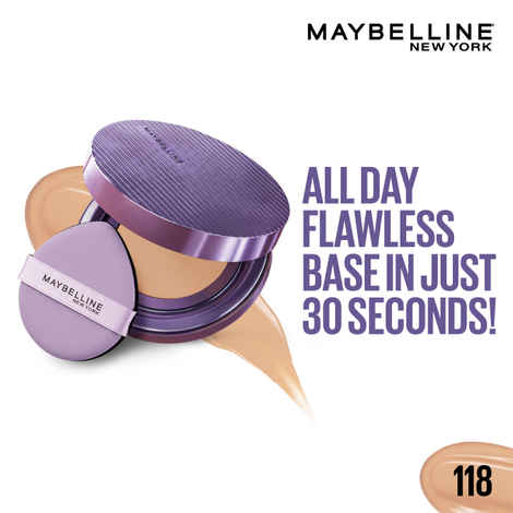 Buy Maybelline Super Stay Matte Max Cushion Foundation, Monsoon Proof and Heat proof, SPF 30, 30H seamless matte , SHADE 118 (11 gm) - Purplle