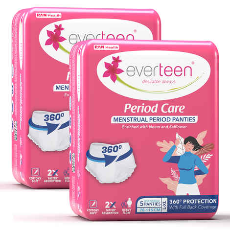 Buy Everteen Period Panties L-XL (5 Disposable Panties Each) | Cottony Soft | Leak Proof | Neem & Safflower - Pack of 2 (10 pc) - Purplle