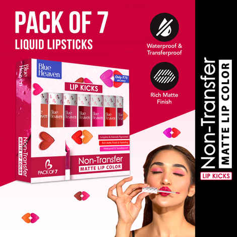 Buy Blue Heaven Lip Kicks Non Transfer Lip Color Pack of 7, 19.6 ml - Purplle