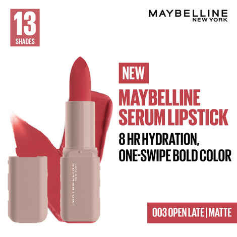 Buy Maybelline New York Serum Lipstick (Matte) 8HR Weightless Hydration, One-Swipe Bold Color, Pink - 003 Open Late, 3.4 gm - Purplle