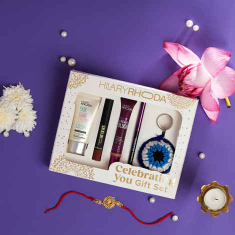 Buy Hilary Rhoda Celebrating You Gift Set | Strobe Cream | Kajal | Blush | Lipstick | Evil Eye Charm | Rakhi Gift for Sister | Beauty Gift Hamper for Women | Sister Gift for Rakshabandhan - (400 gm) - Purplle