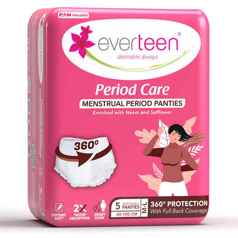 Buy Everteen Period Panties M-L (5 Disposable Panties) | Cottony Soft | Leak Proof | Neem & Safflower - 5 pc - Purplle