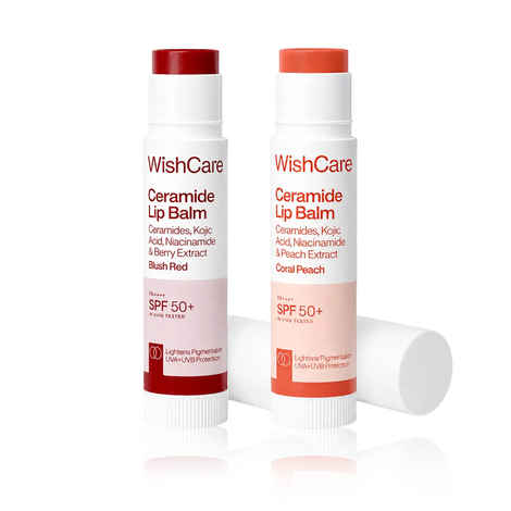 Buy WishCare Tinted Lip Duo – Blush Red & Coral Peach Pack of 2 (5 gm each) - Purplle