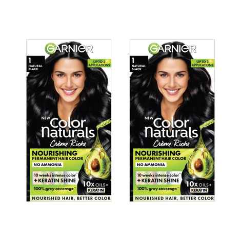 Buy Garnier Color Naturals Shade 1 Natural Black Hair Color with Keratin - Permanent & Ammonia Free (70 ml + 60 gm) (Pack of 2) - Purplle