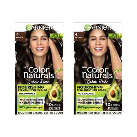 Buy Garnier Color Naturals Shade 4 Brown Hair Color with Keratin - Permanent & Ammonia Free (70 ml + 60 gm) (Pack of 2) - Purplle