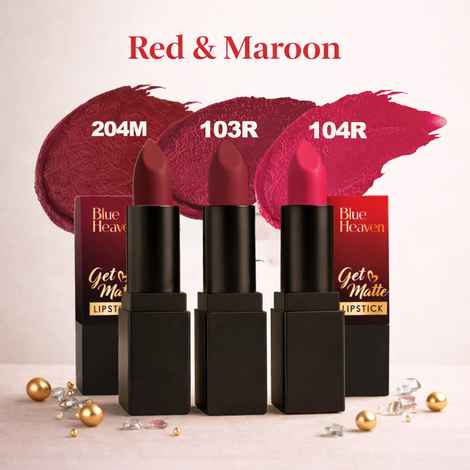 Buy Blue Heaven Get Matte Lipstick | Soft Matte Finish and Lightweight Formula | Intense Pigment | Long-Lasting Lipsticks For Women | Red & Maroons | (12 gm) - Purplle