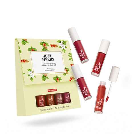 Buy Just Herbs Herb Enriched Matte Liquid Lipstick | Set of 4 | Ayurvedic Lipstick for Women | Red & Bold Shades | Hydrating & Lightweight | Long Lasting (4 pc) - Purplle