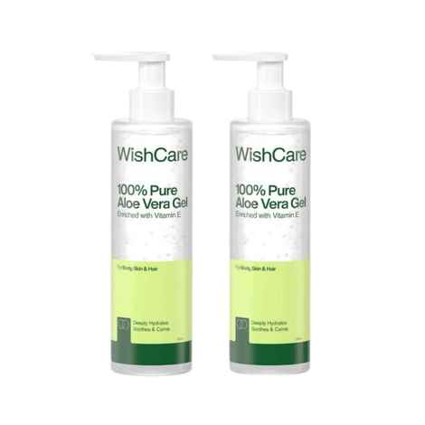 Buy WishCare Pure & Natural Aloe Vera Gel for Face & Hair- Hydrates & Moisturizes Skin - Pack of 2 - Purplle