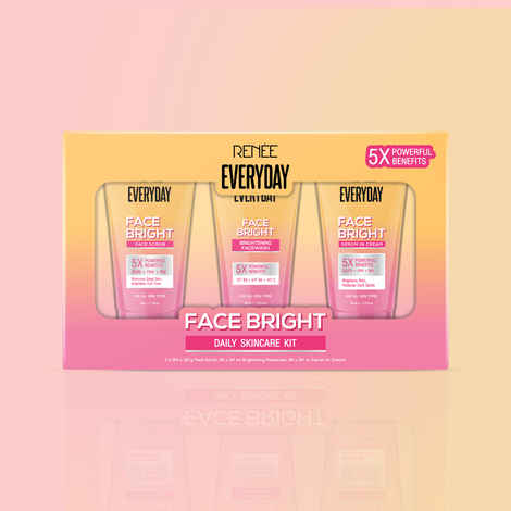 Buy Renee Everyday Face Bright Daily Skincare Kit For Bright Skin | Includes Face Wash, Scrub & Serum In Cream | Cleanses, Exfoliates & Hydrates Skin | Travel-Friendly Mini Pack Size | 3 x 30 gm (90 gm) - Purplle