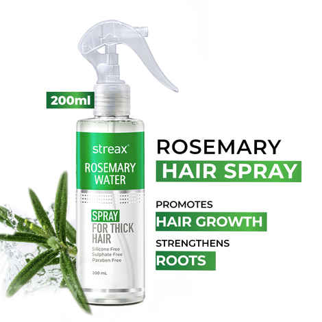 Buy Streax Rosemary Hair Spray, 100% Natural Extracts For Hair Growth , Stronger & Thicker Hair (200 ml) - Purplle