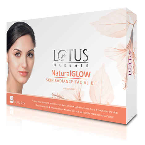 Lotus Herbals Natural Glow Skin Radiance 4 in 1 Facial Kit | Deep Pore Cleansing | Skin Lightening & Hydrating | 200g
