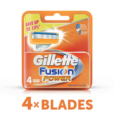 Buy Gillette Fusion Power shaving Razor Blades (Cartridge) 4s pack - Purplle