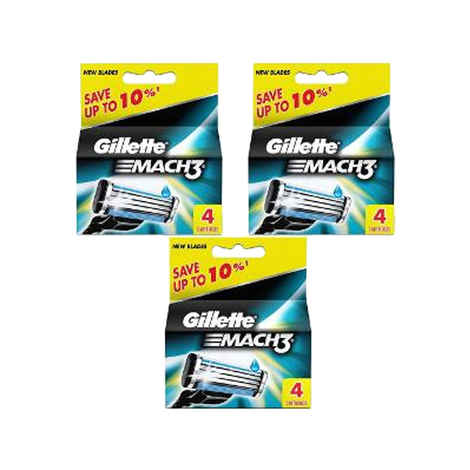 Buy Gillette Mach3 - 4 Cartridges - Purplle
