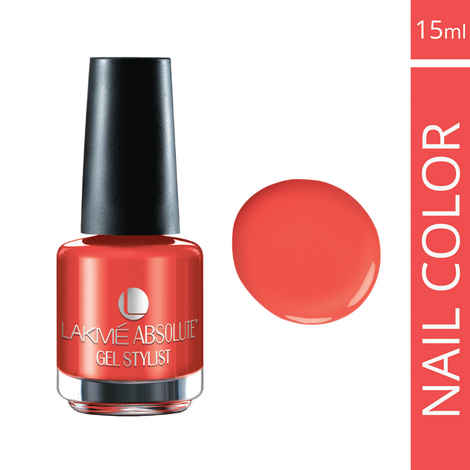 Buy Lakme Absolute Gel Stylist Nail Colour Electric Orange (15 ml) - Purplle