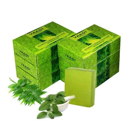 Buy Vaadi Herbals Alluring Neem-Tulsi Soap with Vitamin E & Tea Tree Oil (5 + 1 Free) (75 g) (Pack of 6) - Purplle